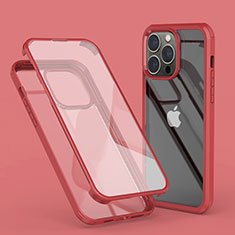 Custodia Silicone Trasparente Ultra Sottile Morbida Cover Fronte e Retro 360 LK1 per Apple iPhone 13 Pro Max Rosso