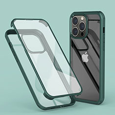 Custodia Silicone Trasparente Ultra Sottile Morbida Cover Fronte e Retro 360 LK1 per Apple iPhone 13 Pro Max Verde