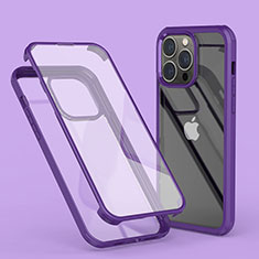 Custodia Silicone Trasparente Ultra Sottile Morbida Cover Fronte e Retro 360 LK1 per Apple iPhone 13 Pro Max Viola