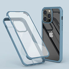 Custodia Silicone Trasparente Ultra Sottile Morbida Cover Fronte e Retro 360 LK1 per Apple iPhone 15 Pro Max Cielo Blu