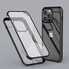 Custodia Silicone Trasparente Ultra Sottile Morbida Cover Fronte e Retro 360 LK1 per Apple iPhone 15 Pro Max Nero