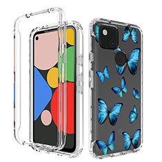 Custodia Silicone Trasparente Ultra Sottile Morbida Cover Fronte e Retro 360 per Google Pixel 4a Blu