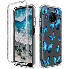 Custodia Silicone Trasparente Ultra Sottile Morbida Cover Fronte e Retro 360 per Nokia X100 5G Blu