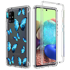 Custodia Silicone Trasparente Ultra Sottile Morbida Cover Fronte e Retro 360 per Samsung Galaxy A71 4G A715 Blu