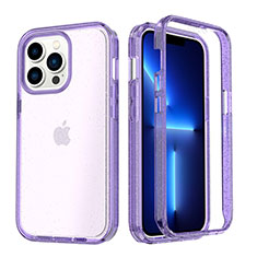 Custodia Silicone Trasparente Ultra Sottile Morbida Cover Fronte e Retro 360 YJ1 per Apple iPhone 13 Pro Viola