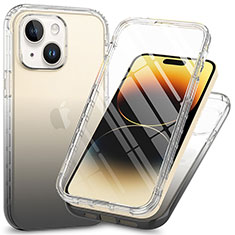 Custodia Silicone Trasparente Ultra Sottile Morbida Cover Fronte e Retro 360 ZJ1 per Apple iPhone 13 Grigio Scuro