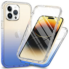 Custodia Silicone Trasparente Ultra Sottile Morbida Cover Fronte e Retro 360 ZJ1 per Apple iPhone 13 Pro Blu