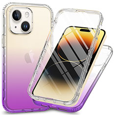 Custodia Silicone Trasparente Ultra Sottile Morbida Cover Fronte e Retro 360 ZJ1 per Apple iPhone 15 Plus Viola