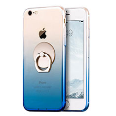 Custodia Silicone Trasparente Ultra Sottile Morbida Sfumato con Anello Supporto per Apple iPhone 7 Blu