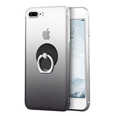 Custodia Silicone Trasparente Ultra Sottile Morbida Sfumato con Anello Supporto per Apple iPhone 7 Plus Grigio