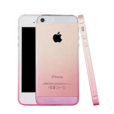 Custodia Silicone Trasparente Ultra Sottile Morbida Sfumato per Apple iPhone 5 Rosa