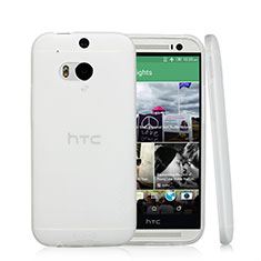 Custodia Silicone Trasparente Ultra Sottile Morbida T01 per HTC One M8 Bianco