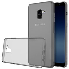 Custodia Silicone Trasparente Ultra Sottile Morbida T02 per Samsung Galaxy A8+ A8 Plus (2018) Duos A730F Grigio