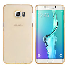 Custodia Silicone Trasparente Ultra Sottile Morbida T04 per Samsung Galaxy S6 Edge+ Plus SM-G928F Oro