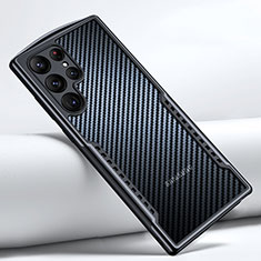 Custodia Silicone Trasparente Ultra Sottile Morbida T06 per Samsung Galaxy S21 Ultra 5G Nero