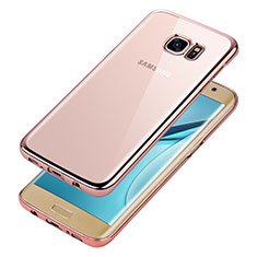 Custodia Silicone Trasparente Ultra Sottile Morbida T06 per Samsung Galaxy S7 Edge G935F Oro Rosa