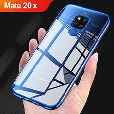 Custodia Silicone Trasparente Ultra Sottile Morbida T07 per Huawei Mate 20 X Blu