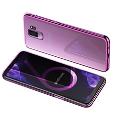 Custodia Silicone Trasparente Ultra Sottile Morbida T12 per Samsung Galaxy S9 Plus Viola