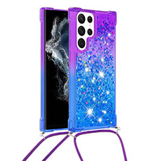 Custodia Silicone Ultra Sottile Cover Morbida Sfumato Y01B per Samsung Galaxy S22 Ultra 5G Blu