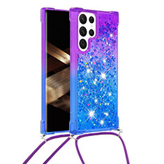 Custodia Silicone Ultra Sottile Cover Morbida Sfumato Y01B per Samsung Galaxy S24 Ultra 5G Blu