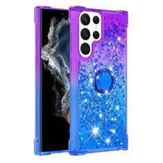 Custodia Silicone Ultra Sottile Cover Morbida Sfumato Y04B per Samsung Galaxy S21 Ultra 5G Blu