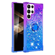 Custodia Silicone Ultra Sottile Cover Morbida Sfumato Y04B per Samsung Galaxy S24 Ultra 5G Blu