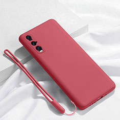 Custodia Silicone Ultra Sottile Morbida 360 Gradi Cover C01 per Oppo Find X2 Rosso Rosa