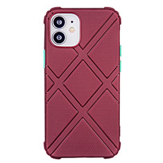Custodia Silicone Ultra Sottile Morbida 360 Gradi Cover C02 per Apple iPhone 12 Mini Rosso Rosa