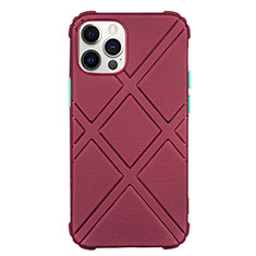 Custodia Silicone Ultra Sottile Morbida 360 Gradi Cover C02 per Apple iPhone 12 Pro Max Rosso Rosa