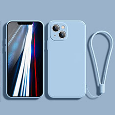 Custodia Silicone Ultra Sottile Morbida 360 Gradi Cover G02 per Apple iPhone 13 Cielo Blu