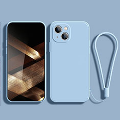 Custodia Silicone Ultra Sottile Morbida 360 Gradi Cover G02 per Apple iPhone 15 Plus Cielo Blu