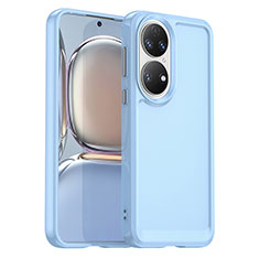 Custodia Silicone Ultra Sottile Morbida 360 Gradi Cover J02S per Huawei P50 Pro Cielo Blu