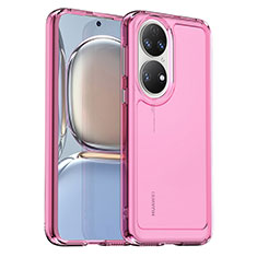 Custodia Silicone Ultra Sottile Morbida 360 Gradi Cover J02S per Huawei P50 Pro Rosa Caldo