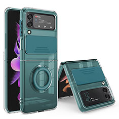 Custodia Silicone Ultra Sottile Morbida 360 Gradi Cover MJ1 per Samsung Galaxy Z Flip4 5G Verde Notte