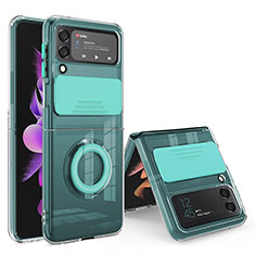 Custodia Silicone Ultra Sottile Morbida 360 Gradi Cover MJ1 per Samsung Galaxy Z Flip4 5G Verde Pastello