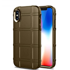 Custodia Silicone Ultra Sottile Morbida 360 Gradi Cover per Apple iPhone Xs Marrone