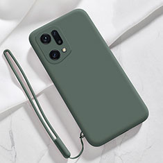 Custodia Silicone Ultra Sottile Morbida 360 Gradi Cover per Oppo Find X5 Pro 5G Verde Notte