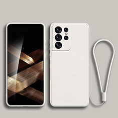 Custodia Silicone Ultra Sottile Morbida 360 Gradi Cover per Samsung Galaxy S24 Ultra 5G Bianco