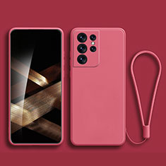 Custodia Silicone Ultra Sottile Morbida 360 Gradi Cover per Samsung Galaxy S24 Ultra 5G Rosso Rosa