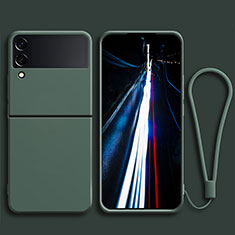 Custodia Silicone Ultra Sottile Morbida 360 Gradi Cover per Samsung Galaxy Z Flip3 5G Verde Notte