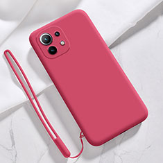 Custodia Silicone Ultra Sottile Morbida 360 Gradi Cover per Xiaomi Mi 11 Lite 4G Rosso Rosa