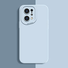 Custodia Silicone Ultra Sottile Morbida 360 Gradi Cover S01 per Oppo Find X5 5G Azzurro
