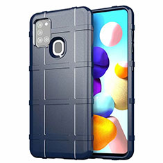 Custodia Silicone Ultra Sottile Morbida 360 Gradi Cover S01 per Samsung Galaxy A21s Blu