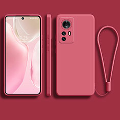 Custodia Silicone Ultra Sottile Morbida 360 Gradi Cover S01 per Xiaomi Mi 12 5G Rosso Rosa