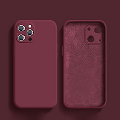 Custodia Silicone Ultra Sottile Morbida 360 Gradi Cover S02 per Apple iPhone 13 Pro Max Rosso Rosa