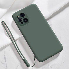 Custodia Silicone Ultra Sottile Morbida 360 Gradi Cover S02 per Oppo Find X3 Pro 5G Verde Notte