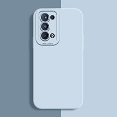 Custodia Silicone Ultra Sottile Morbida 360 Gradi Cover S02 per Oppo Reno6 Pro+ Plus 5G Azzurro