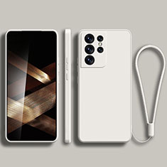 Custodia Silicone Ultra Sottile Morbida 360 Gradi Cover S02 per Samsung Galaxy S24 Ultra 5G Bianco
