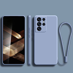 Custodia Silicone Ultra Sottile Morbida 360 Gradi Cover S02 per Samsung Galaxy S24 Ultra 5G Grigio Lavanda