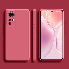 Custodia Silicone Ultra Sottile Morbida 360 Gradi Cover S02 per Xiaomi Mi 12 5G Rosso Rosa
